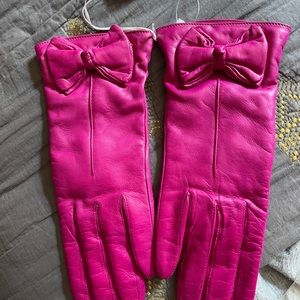 Hot pink Kate Spade leather gloves size 8